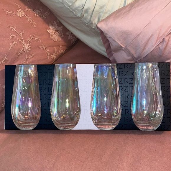 Rachel Zoe Dining Nwt Rachel Zoe Iridescent Stemless Glasses Poshmark